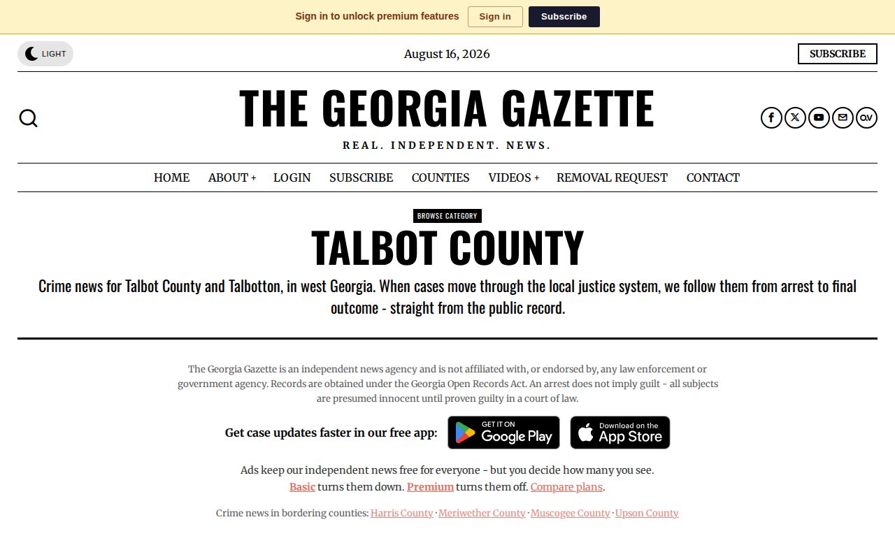 The Georgia Gazette Talbot County third-party news archive