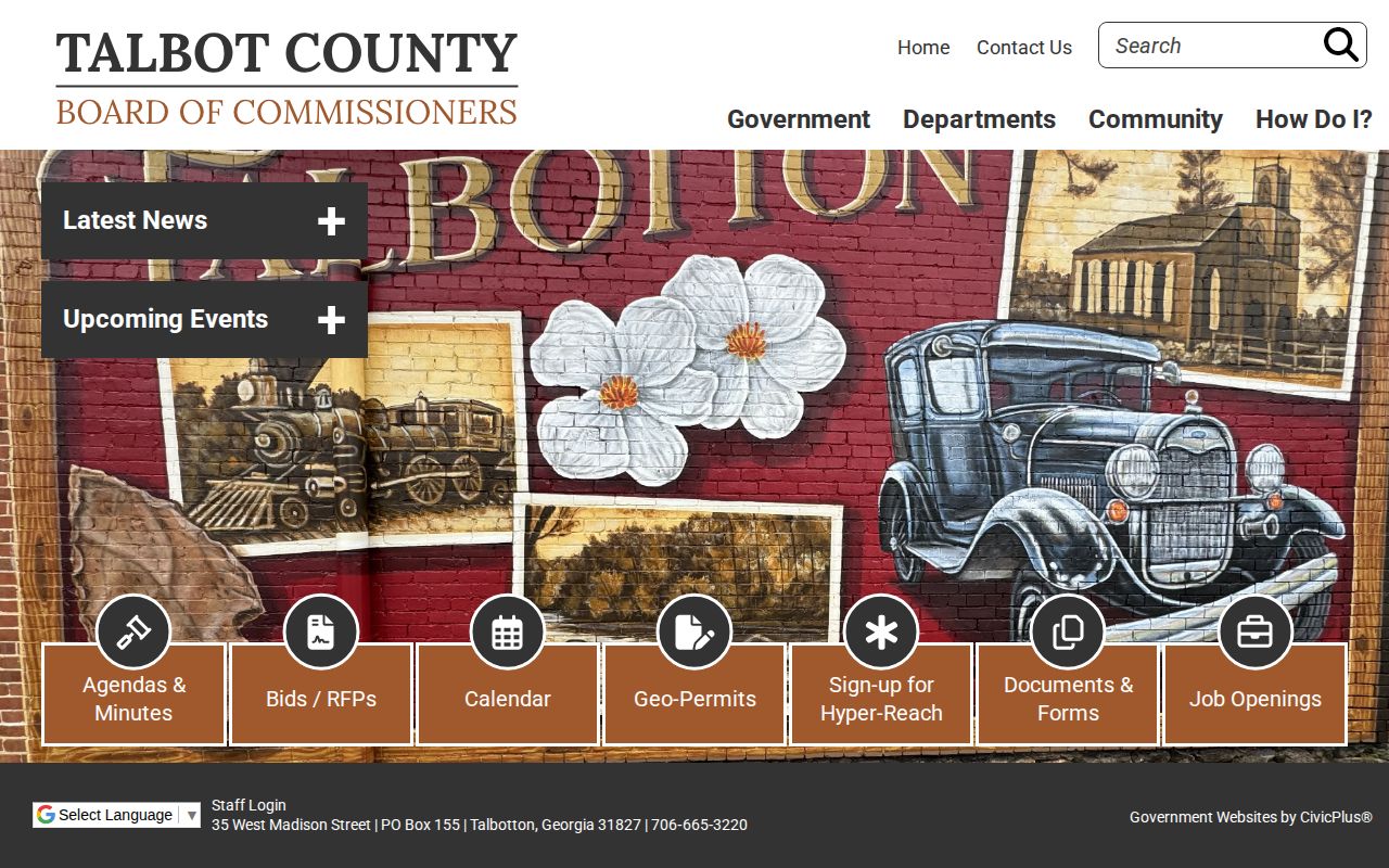 Talbot County official homepage with community alert information