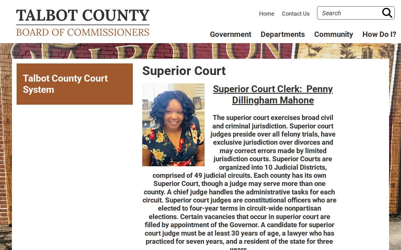 Talbot County Superior Court official page for post-warrant case records